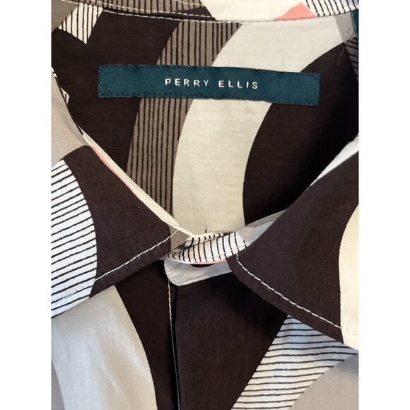 Perry Ellis Men’s XXLT Geometric Print Short-Sleeve Shirt – 100% Lyocell – Retro - Picture 2 of 6